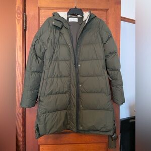 REI women’s down parka Small in forest green